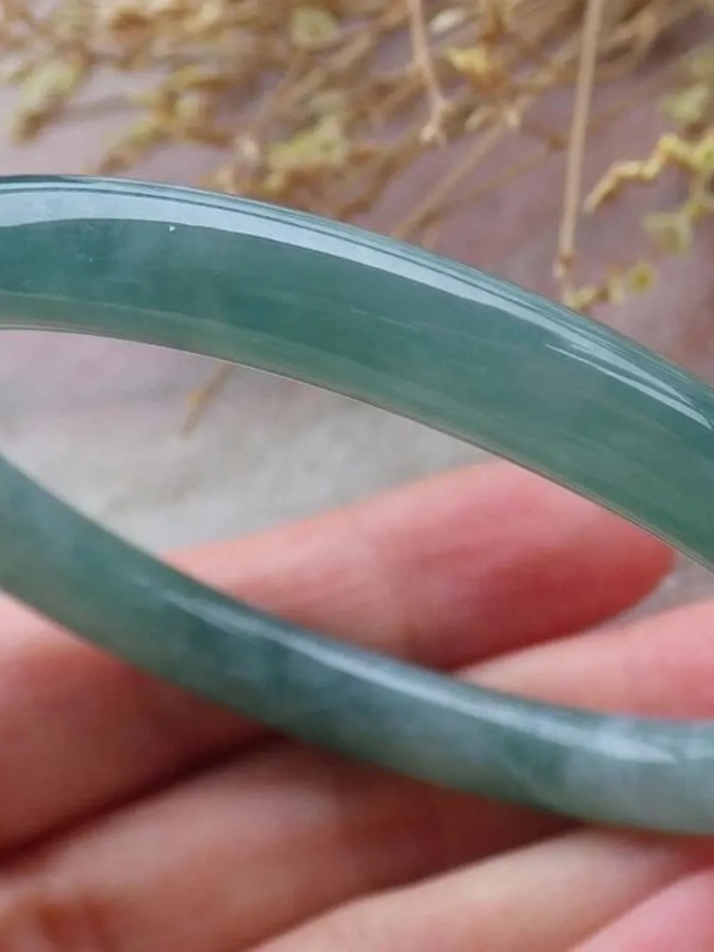 57mm Certified Hand Carved Natural A JADE Round Circle Jadeite Bracelet Bangle